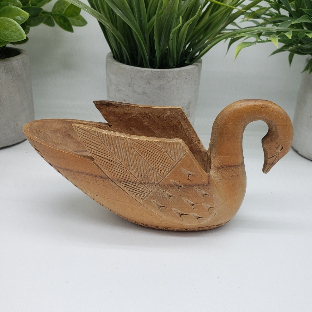 Wooden Swan Figurine